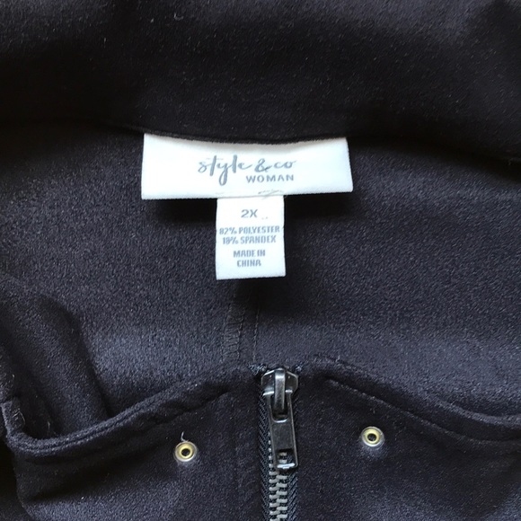 Motorcycle Jacket faux suede black 2X - Picture 3 of 8